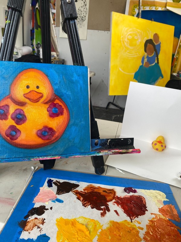 Original Oil Painting, Rubber Duck Still Life, 8 x 10 in., "rosie the duck" gallery