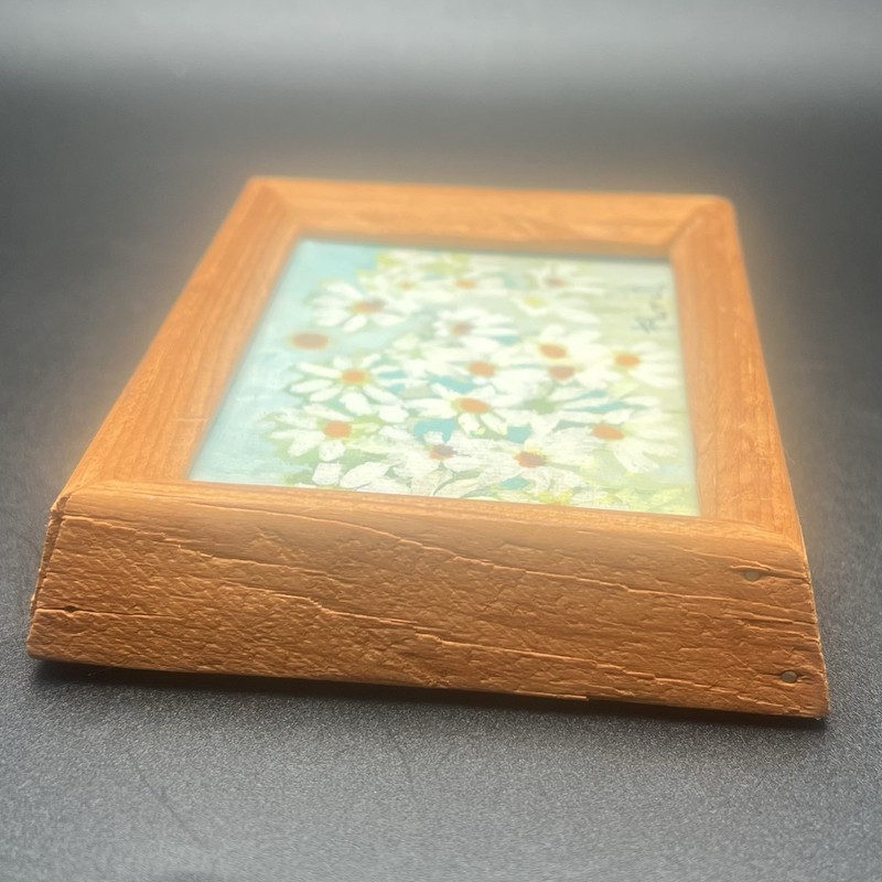 VTG Original Oil Painting Small Mini Frame Signed Gallery Wall Daisies Farmhouse gallery