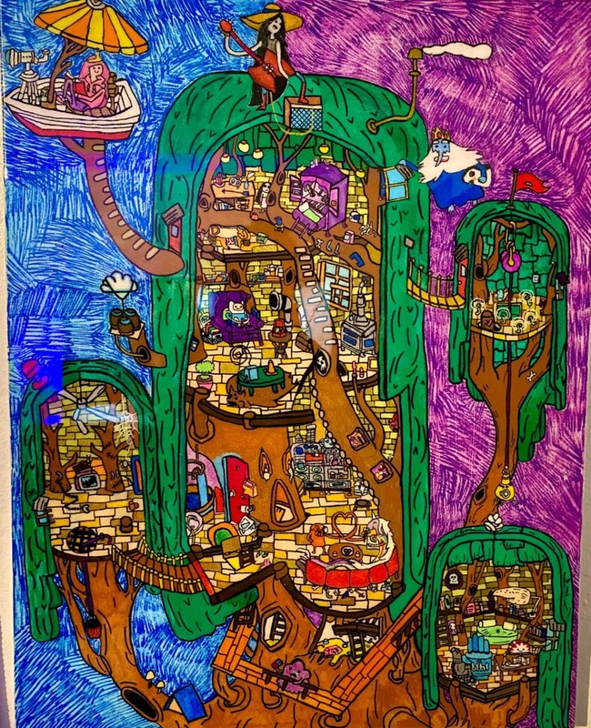 Handpainted Glossed Adventure Time Treehouse