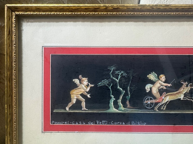 A Nappo "Pompei–Casa Dei Vetti–Corsa di Bighe" Gouache Painting - Signed/Framed gallery