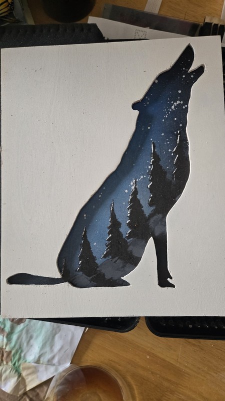 Wood Cutouts with paintings behind. Unique art pieces. Hand made by local artist