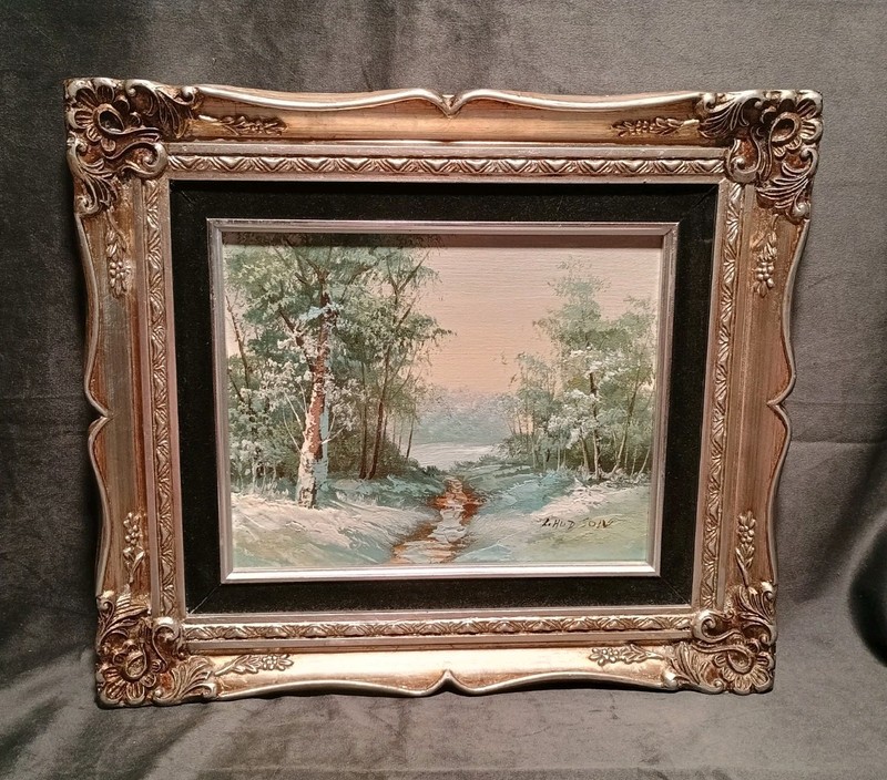 R. Hudson "Snow Forest" Original Framed Oil Painting Robert Sills COA 13 X 15"