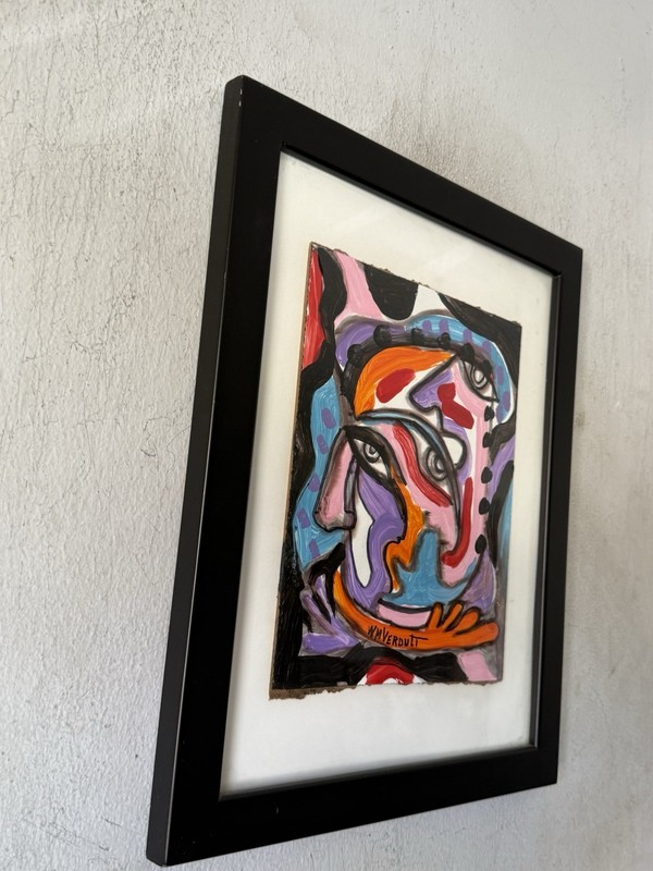WILLIAM VERDULT VINTAGE MID CENTURY MODERN ABSTRACT CUBISM OIL PAINTING 1960s gallery