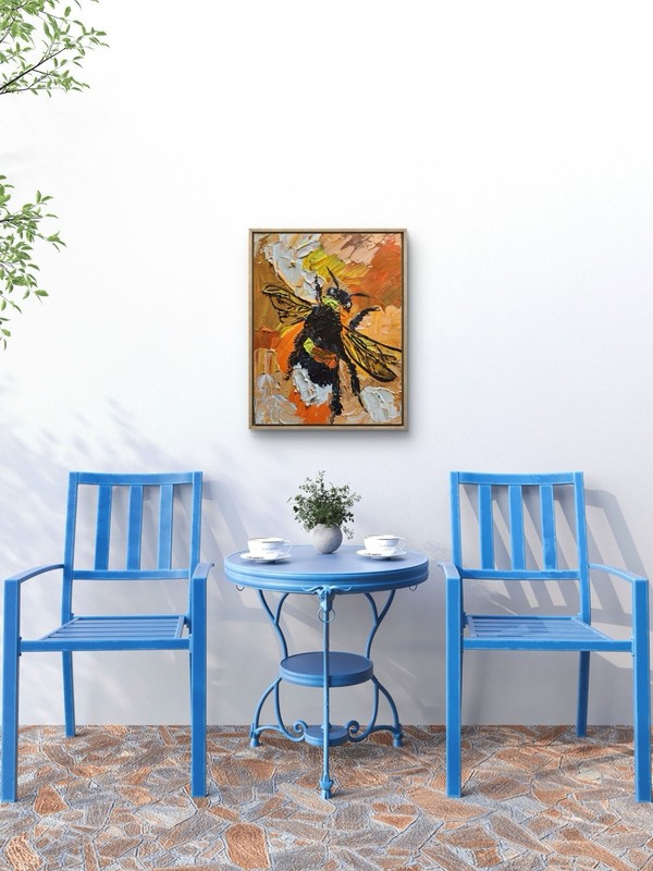 Hand Painted Bumble Bee Impasto Original Art 14X11 Canvas Acrylic Wall Art gallery