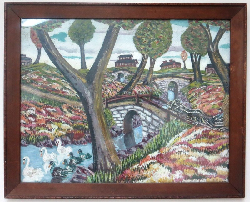 VICTOR JOESEPH GATTO 1890 -1965 FLORIDA FOLK ART PAINTING 14" X 11"