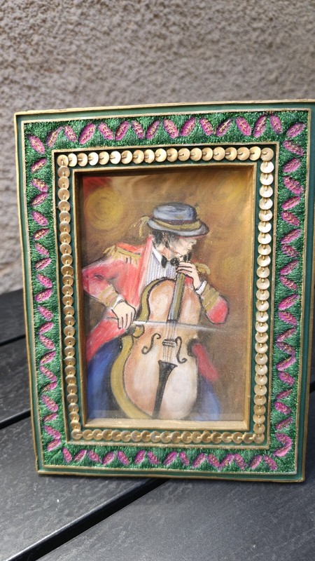 Original soft pastel with frame 3.5×5.5″ home decor glam miniature my chello