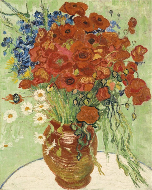 Hand-painted Oil Painting Vincent van Gogh Red Poppies and Daisies