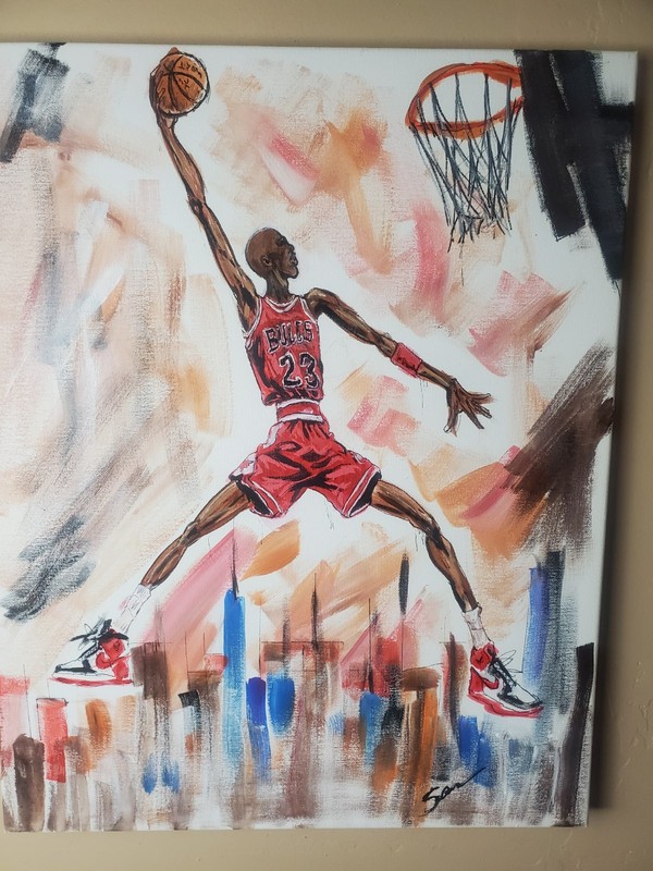 Basketball Legend Dunk Original Acrylic Painting 16×20 Sports Wall Art