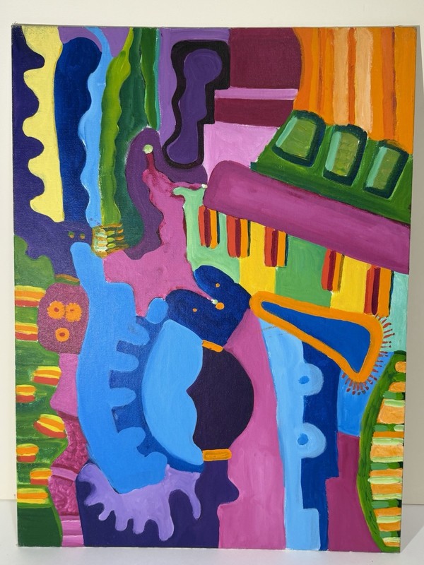 Visionary Expressionist Dream Painting By New York Outsider Artist Louise Abrams