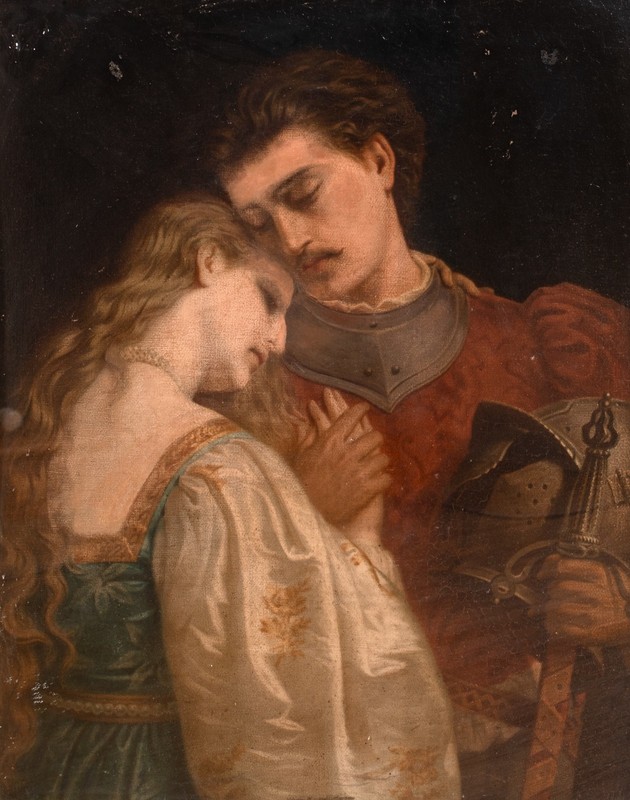 Large 19th Century English Pre-Raphaelite Romeo & Juliet - LUCY MADOX BROWN gallery