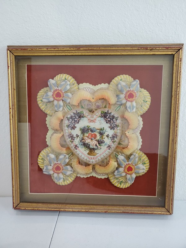 Large Framed Antique Pop up 3D Valentine 19×19