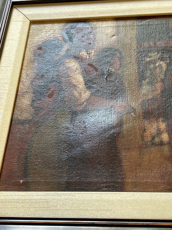 Mid Century Painting Portrait Figures Impressionism Signed Mystery Artist 1960’s gallery