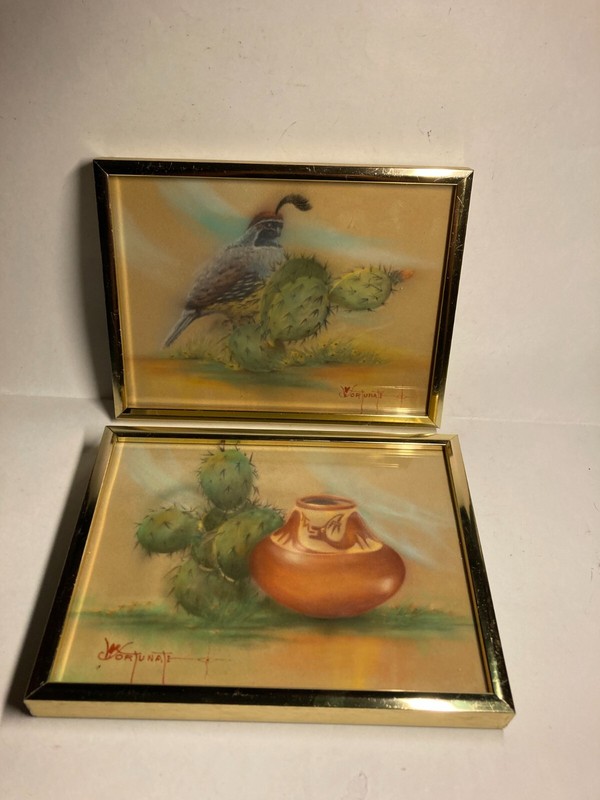 Gambel Quail Original Pastel Paintings By VI Fortunate Both are Signed gallery