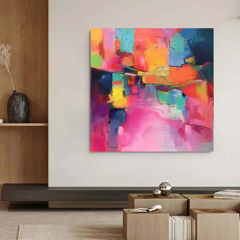 Handmade Oil Painting On Canvas Abstract Pink Wall Art Home Decor Abstract