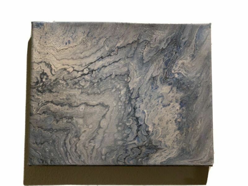 Original Abstract Painting Canvas Clouds Sky Blue Gray Artwork Home Decor Wall