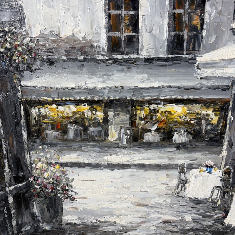 Impressionist Art Painting European City Paris Street Cafe Dining Scene gallery