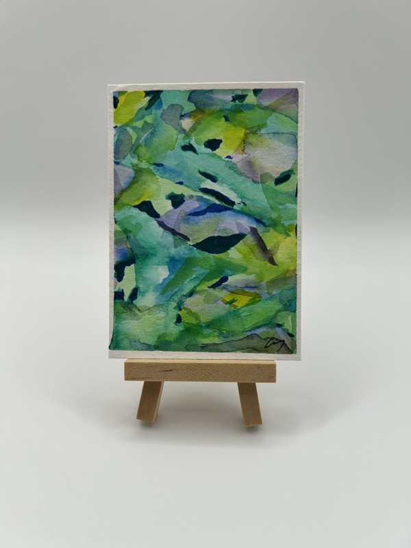 ACEO original painting 2.5 X 3.5 Signed Watercolor «Water & Color #6»
