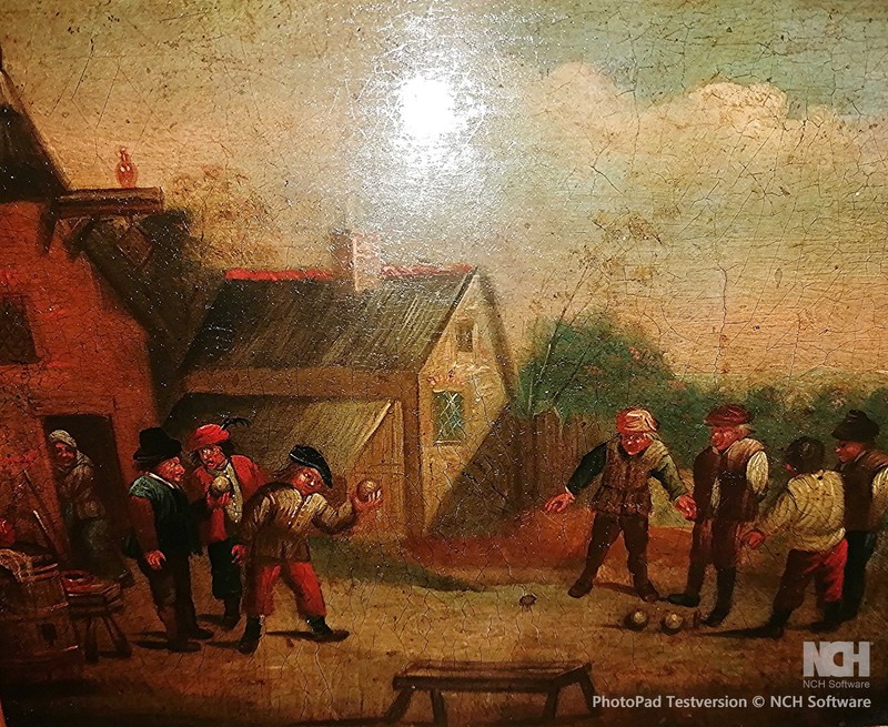 Niederl. Oilg. Farm game behind the house around 16/17th century.?