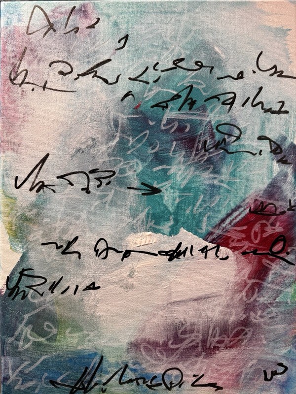 Original Art Conversation in a Letter 12x16 Expressionism Abstract Colorful gallery