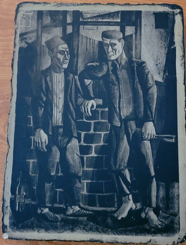Jerome Kaplan Original Lithography Stone "Arabs" - True One of a Kind! gallery