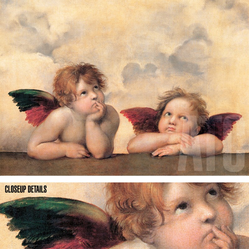40W»x28H» ANGELI MADONNA by RAPHAEL RAFFAELLO SANZIO – TWO INFANT ANGELS CANVAS