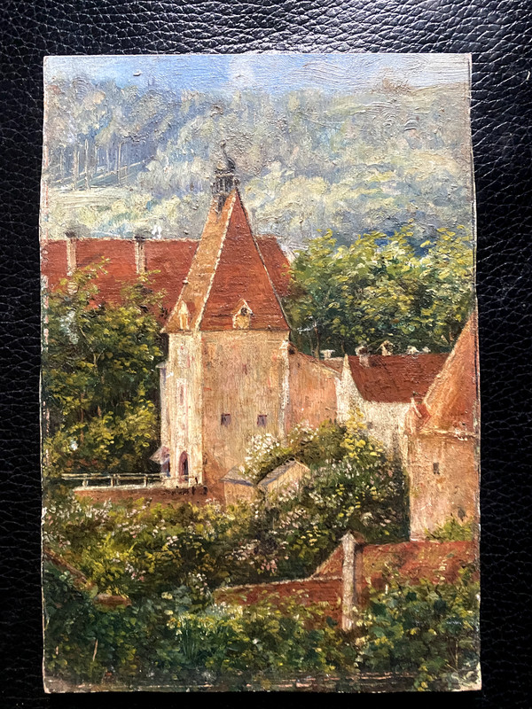 ::Oil painting ° castle gate tower medieval ° oil painting who knows the place? Circa 1900 gallery