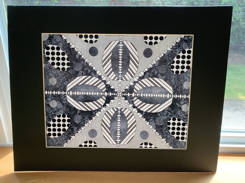 abstract pattern art framed matted high-quality printing digital drawing