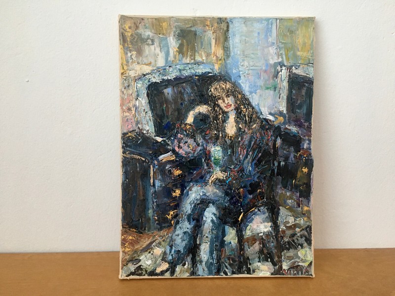 French Woman Portrait Oil Painting On Canvas Original Female Figurative Artwork