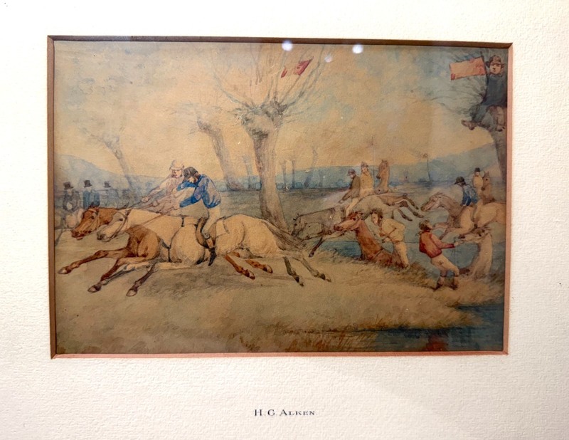 Antique 19th century Henry Alken men on horseback jockey watercolor painting art gallery