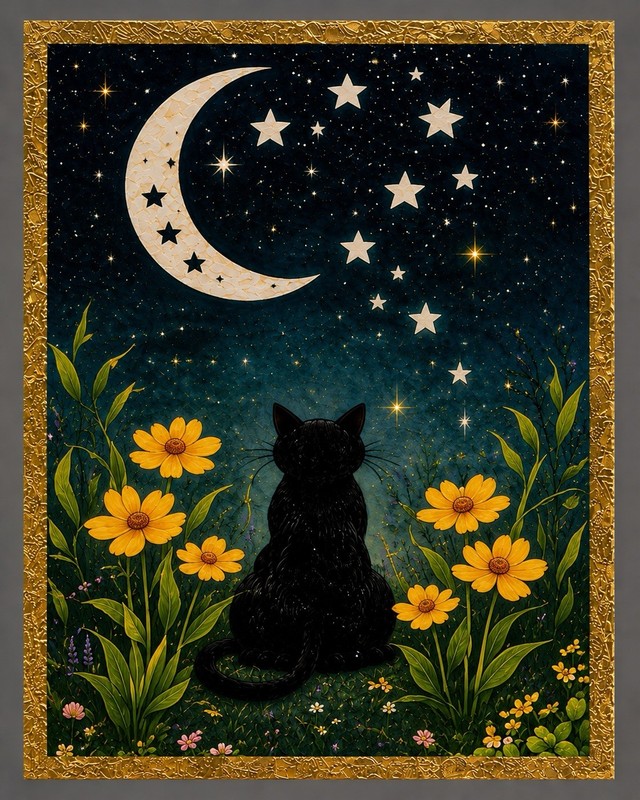 ACEO Limited Edition Print Set Four Seasons Cat Art 3.5x2.5 gallery