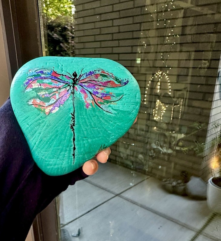 Dragonfly With “faith” In Body in Acrylic Hand Painted On a “rock” gallery