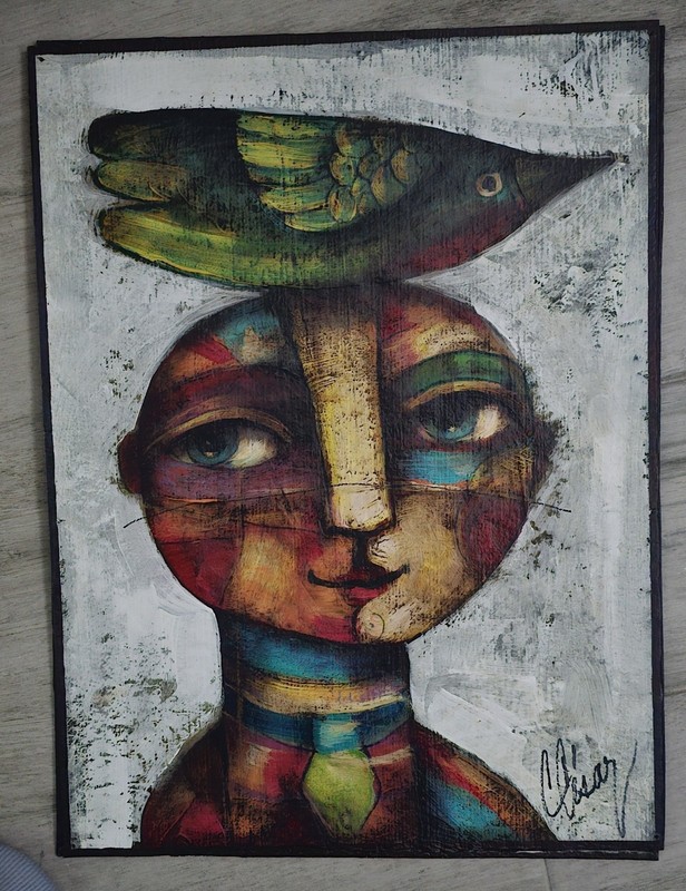 Acrylic On Cardboard By Carlos Cesar cuban art 40x30cm t sonrisa 1