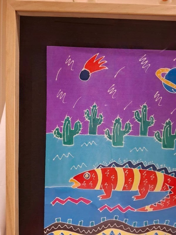 Judith Geiger Lizard Silkscreen Textile Art Signed Framed gallery