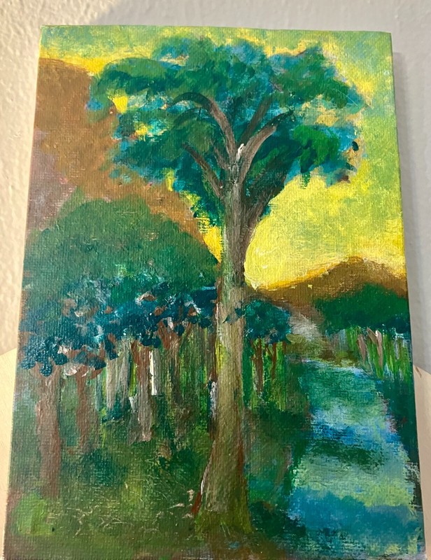 Sunset Landscape – Original Acrylic on Canvas – 5×7 inches