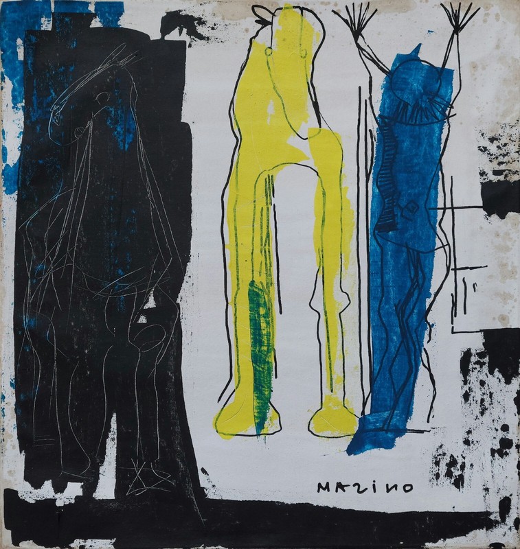Mariano Marini Signed Italian Modernist Oil Painting on Canvas Vintage Art