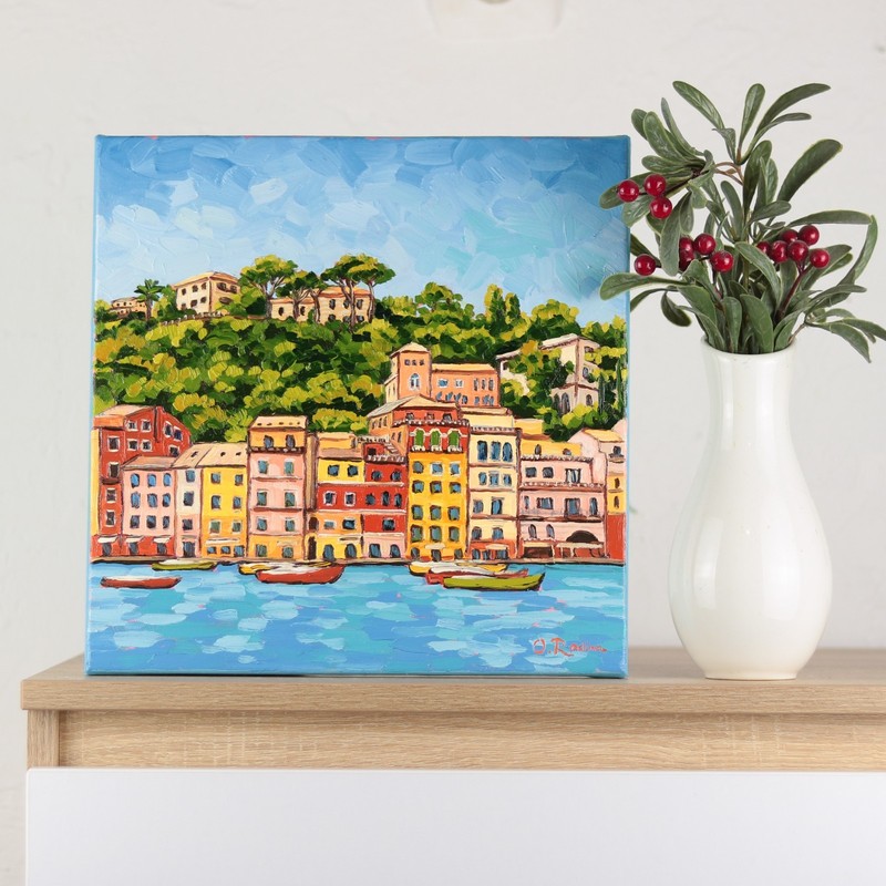 Oil Painting Original Landscape Colorful Mediterranean Wall Art Italian Coast gallery