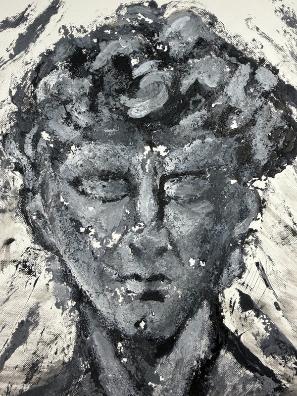 Textured Abstract David Bust Canvas Painting Black White Gray Wall Art 8x10 gallery