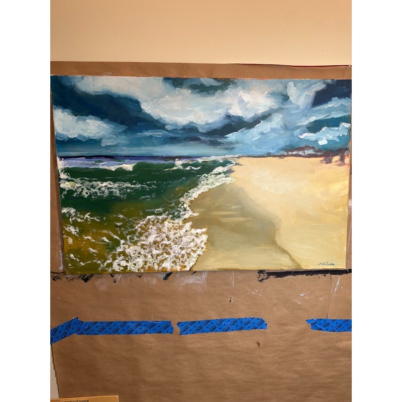original oil painting signed florida gulf beach 24 X 36 inches unframed gallery