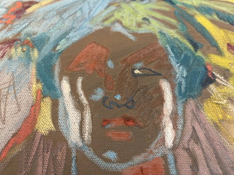 LIGHTFOOT Signed Original 18x24" Native American Oil Painting on Canvas, 1980s gallery