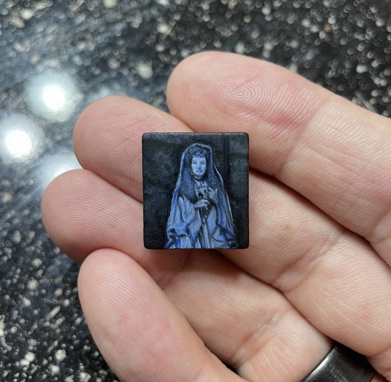 Disney Haunted Mansion Little Leota Miniature Oil Painting Original Scrabble