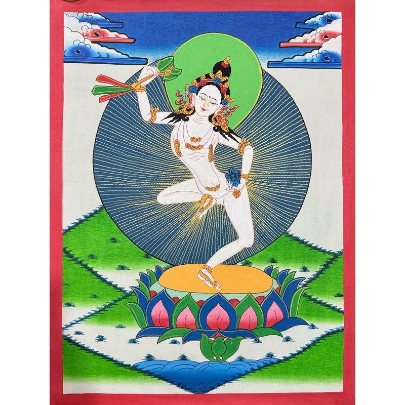Machig Labdron Thangka Painting, Handmade Silk Brocade Mounted Machig Labdron gallery
