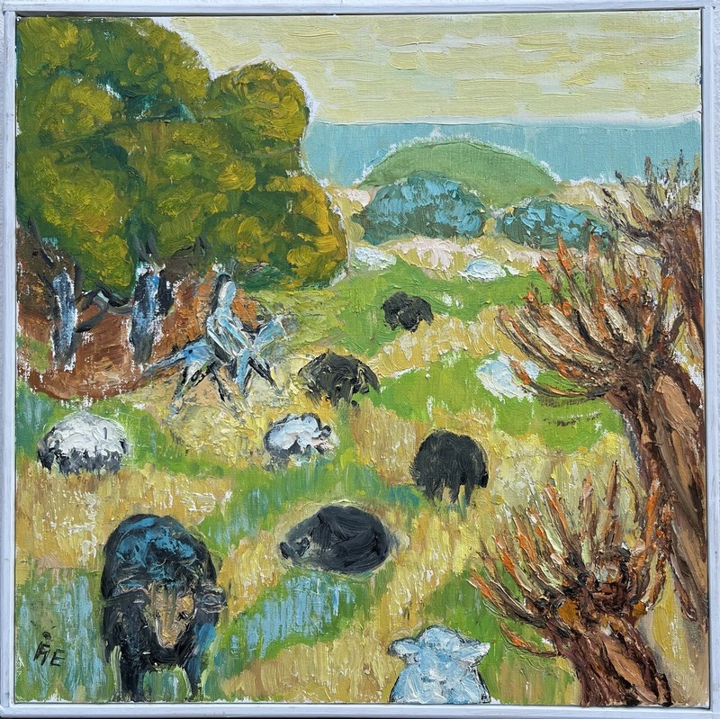 Expressionist Aage Engelbert «Yellow Afternoon in September» Danish Postwar