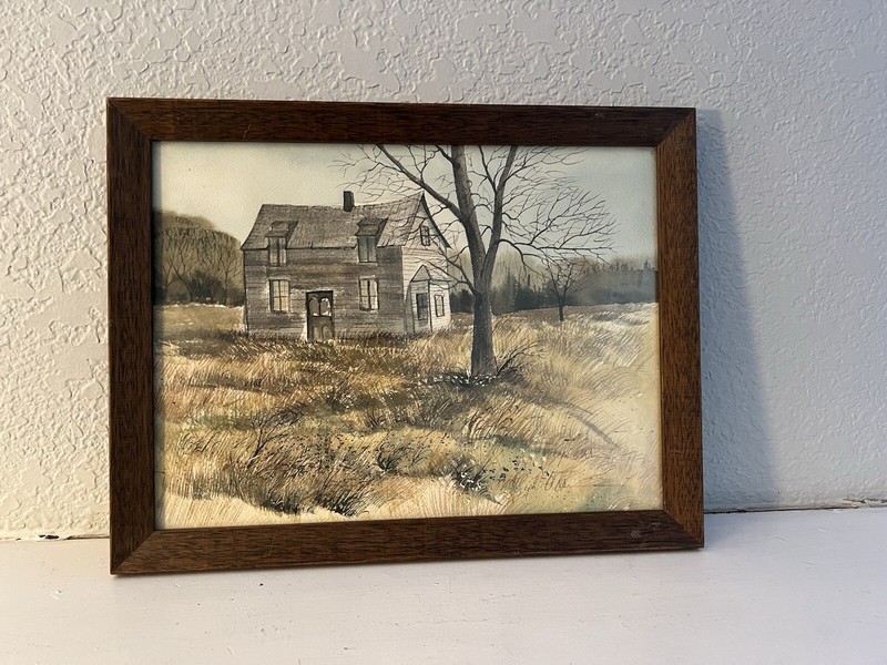 Missouri Farmhouse Scene By Joseph Orr – Watercolor On Board – Early 1970s