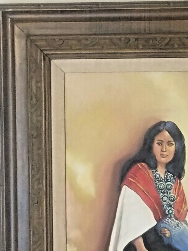 BEAUTIFUL O/C PORTRAIT NATIVE AMERICAN WOMAN JOEL TITO RAMIREZ INDIAN JEWELRY 89 gallery
