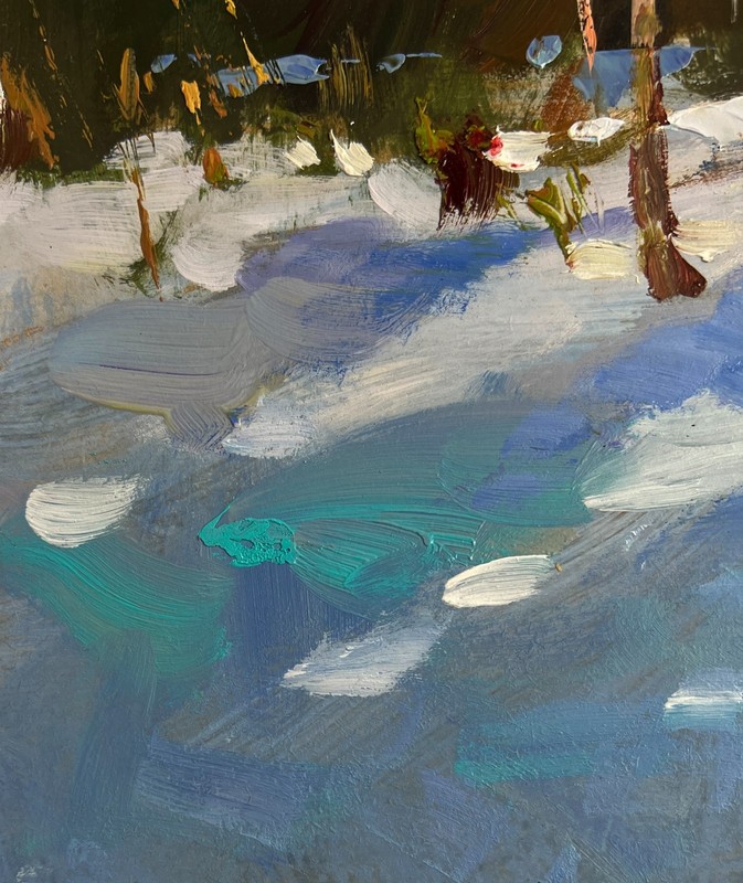 Oil Painting Sunny Winter Forest Y. Suprunchuk Unframed Original nAAA4975 gallery