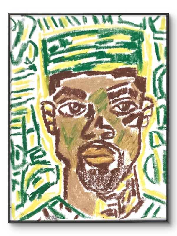 Neo Expressionism Black Boy Face Figure Person Green Original Art 11×14 Canvas