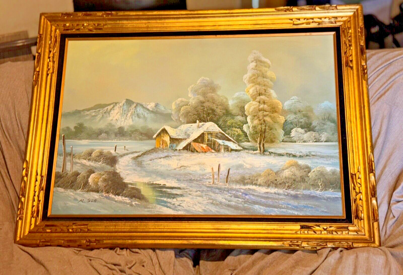 Robert Sill oil painting 1/1 himself (not gallery) of winter homeland