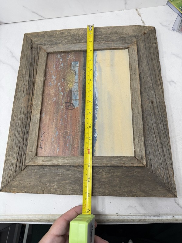 Signed Western Landscape Painting Wagon Desert Rustic Frame 8x10 gallery