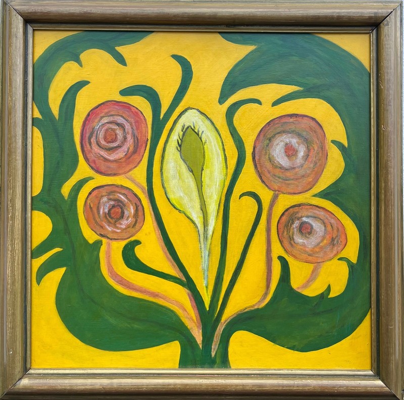 Oil Painting Abstract Figure Composition Danish Mid-century Modern Art