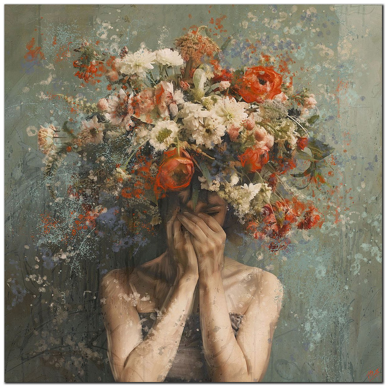 Flower Face by Marta Wiley Gallery-Wrapped Canvas Giclee Artwork (14 in x 14 in)